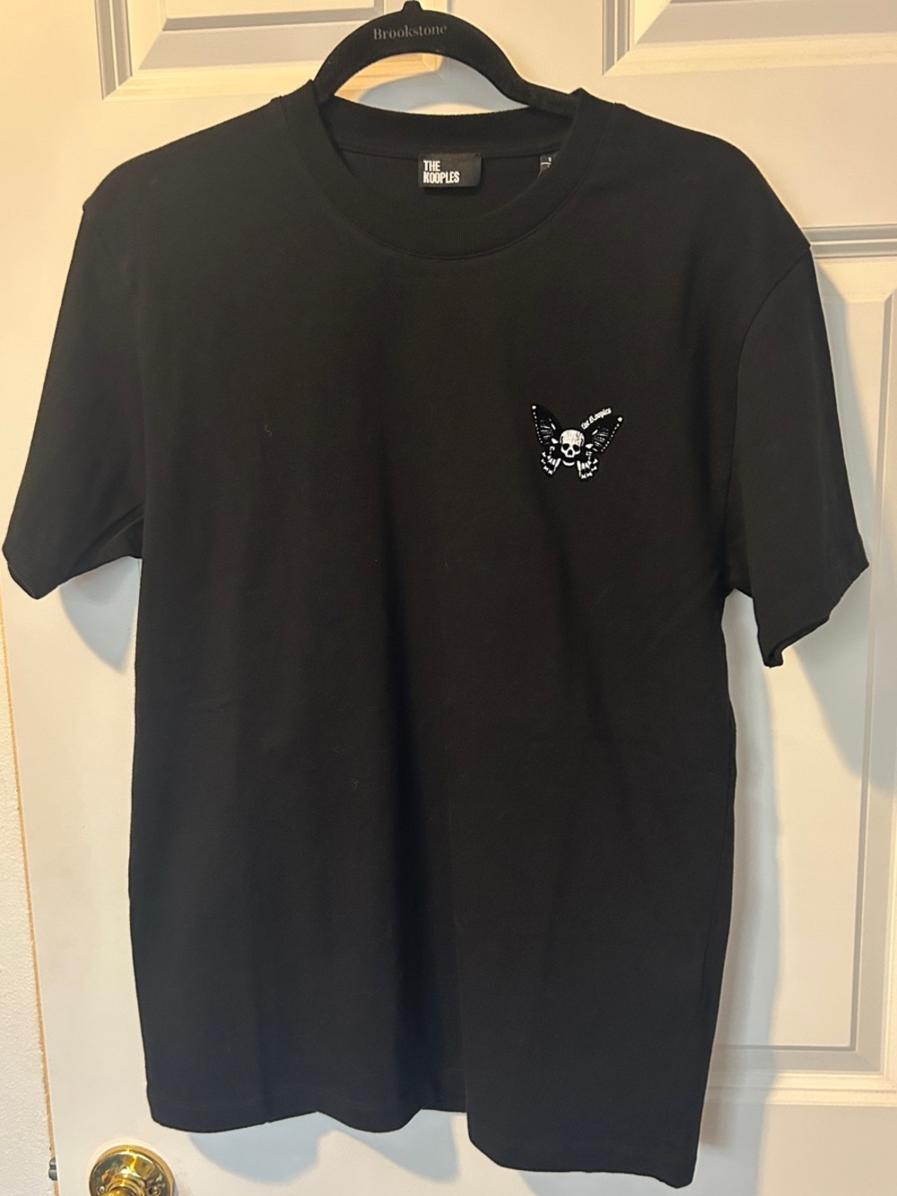 The Kooples Black T-Shirt with Skull & Butterfly Chest Motif